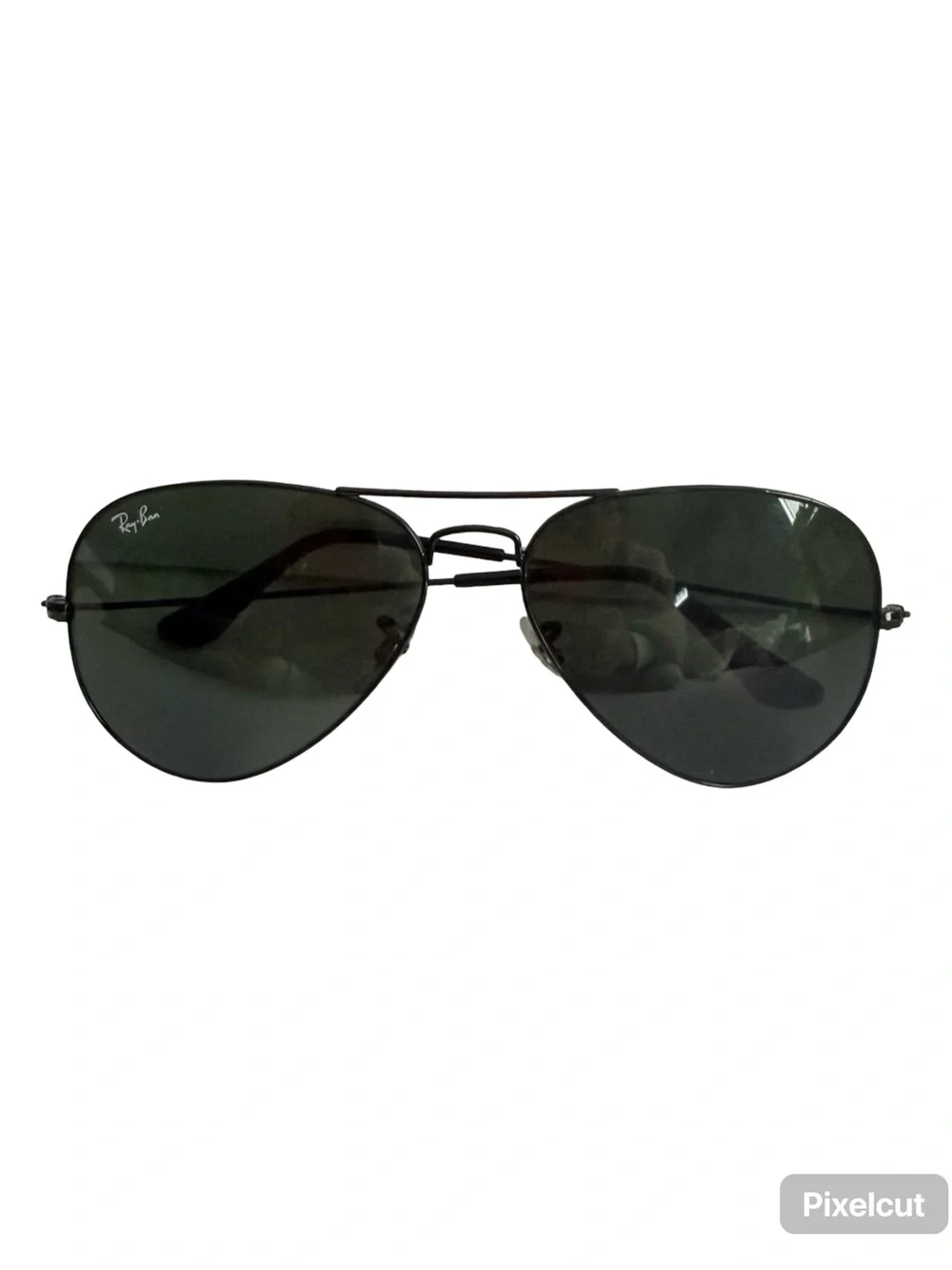 Unisex Ray-Ban Aviator Sunglasses - Black Frame with Green Lenses